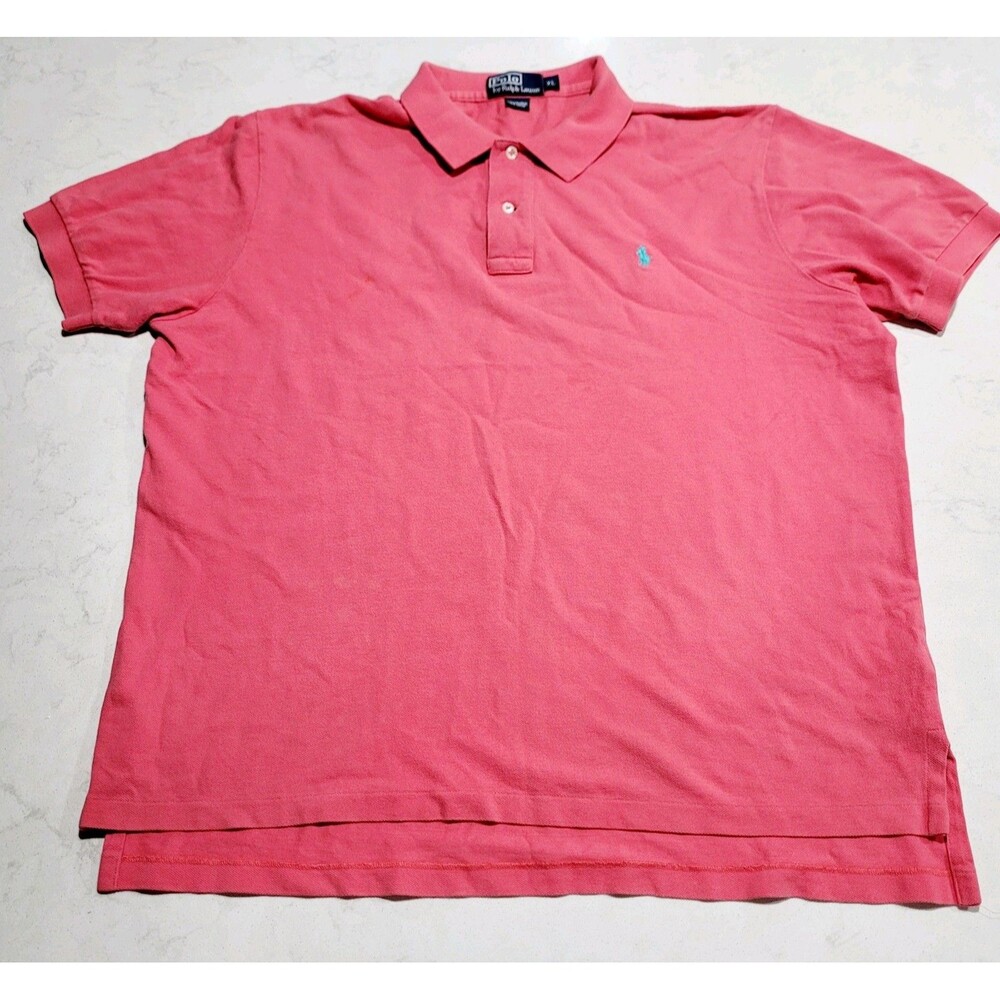 Polo Ralph Lauren Salmon Pink Polo Shirt XL Pink w Classic Pony Logo 100% Cotton - Picture 2 of 8